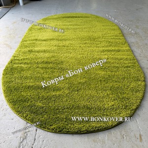 Витебский Овальный Ковер С Длинным Ворсом Зеленый