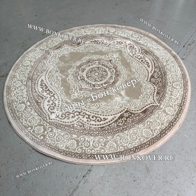 Круглый ковер в гостиную дизайн 02 Бежевый