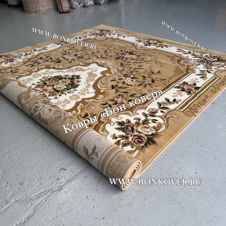 РОССИЙСКИЙ ЖАККАРДОВЫЙ КОВЕР МЕДАЛЬОН БЕЖЕВЫЙ