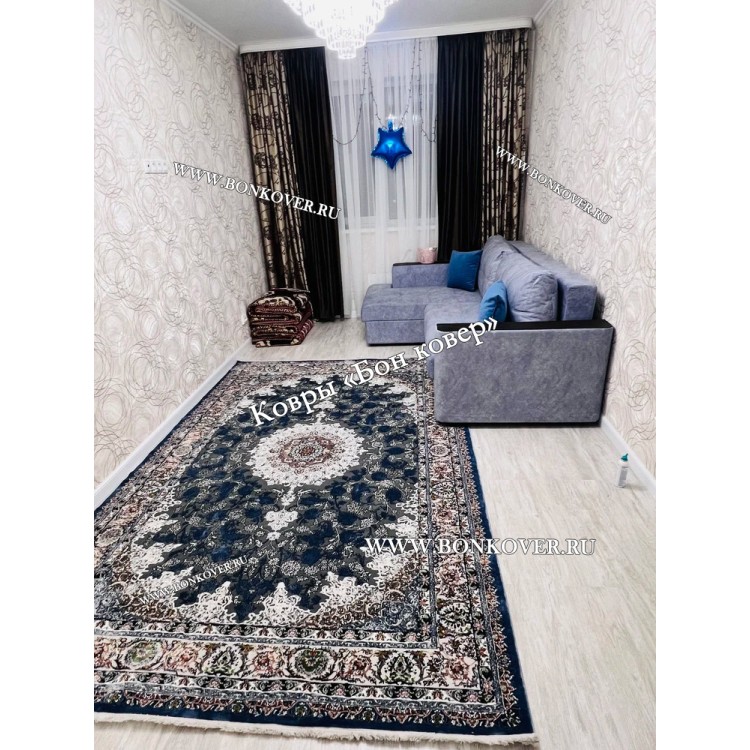 Турецкий Ковер Для Медальон Дизайн 30573 Синий
