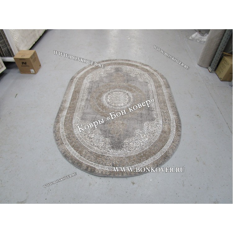 Классический ковер дизайн 93 Коричневый с серым овал